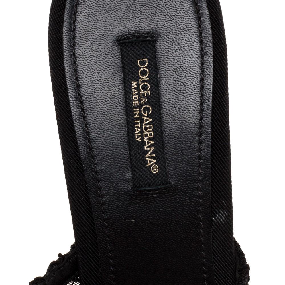 Dolce & Gabbana Black Lace Platform Wedge Sandals Sizes 38 3