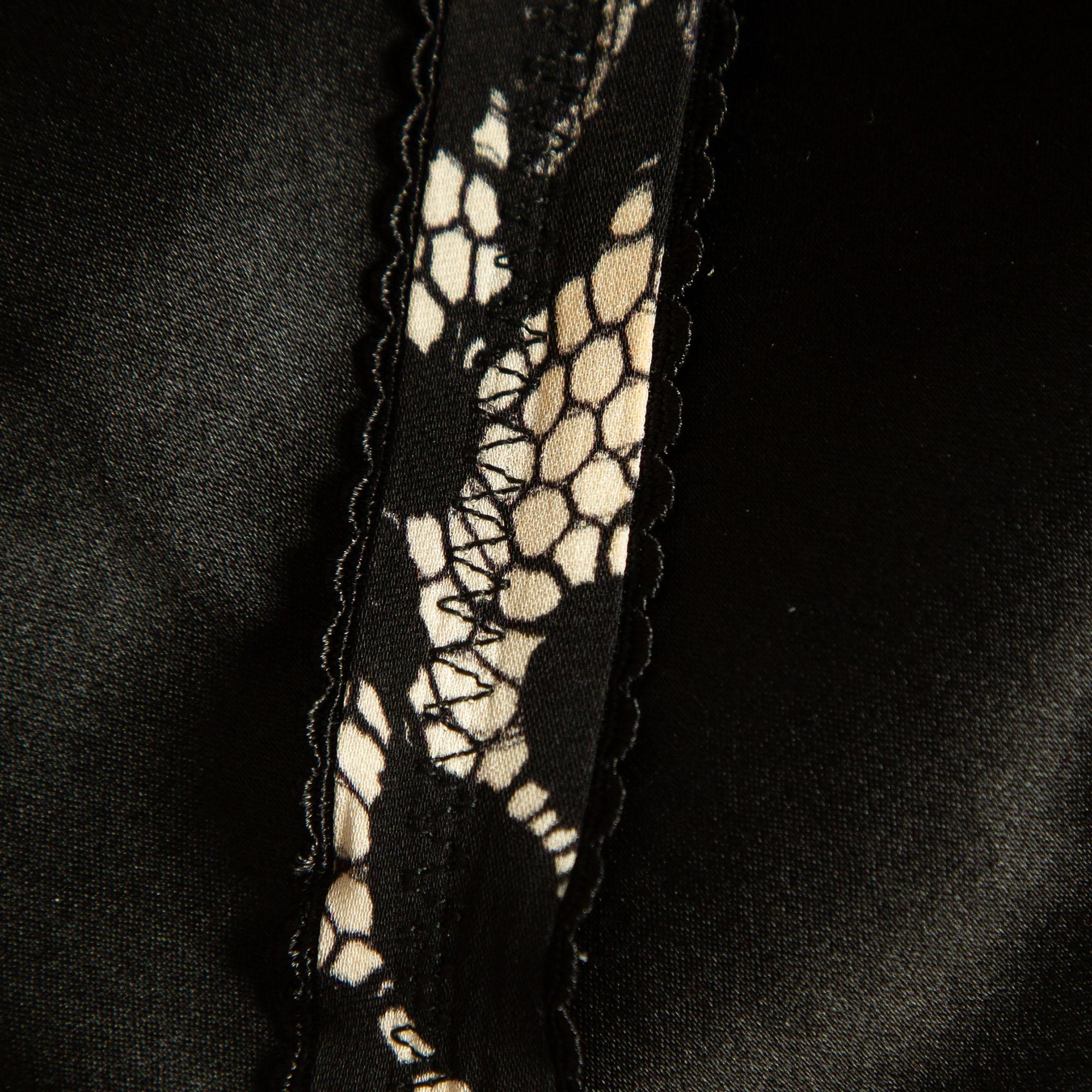 Dolce & Gabbana - Robe midi froncée en jersey imprimé dentelle noire S en vente 1