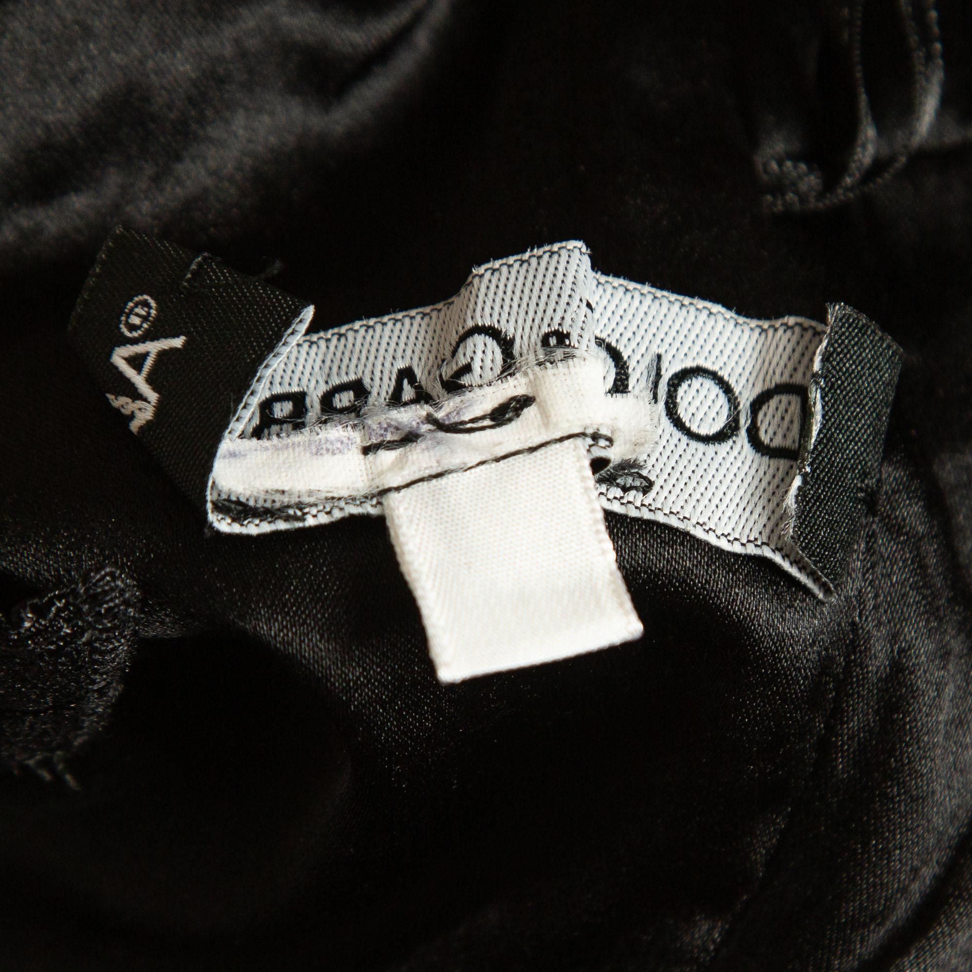 Dolce & Gabbana - Robe midi froncée en jersey imprimé dentelle noire S en vente 2