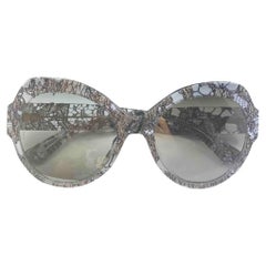 Dolce & Gabbana Black Lace Printed Plastic Gradient Lens Oversized Sunglasses