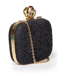 Dolce & Gabbana Black Lace Ring Detail Clutch