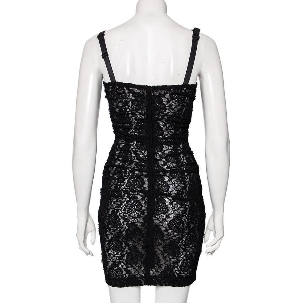Dolce & Gabbana Black Fitted Lace Top Bodycon Mini Dress main image 0