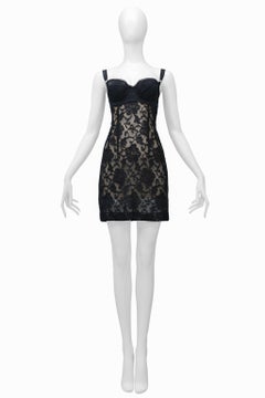 Dolce & Gabbana Black Lace Sheer Cutout Bra Dress With Nude Underlay