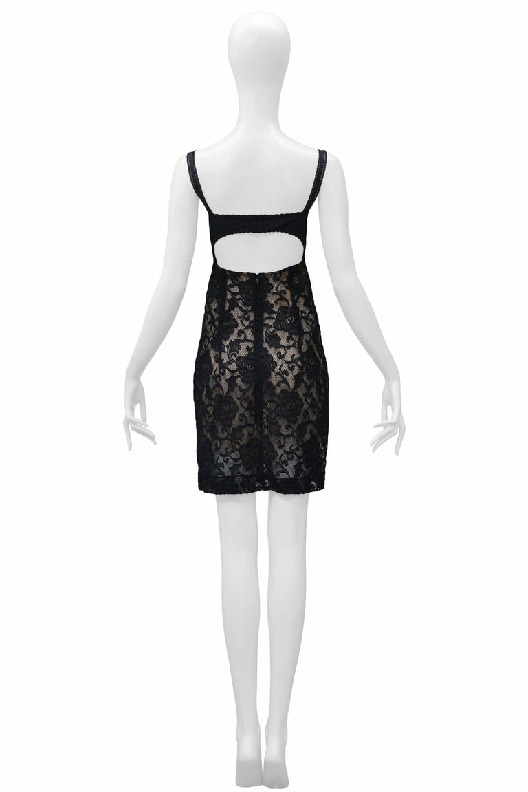 Dolce and Gabbana Black Lace Sheer Cutout Bra Dress With Nude Underlay For  Sale at 1stDibs | sheer dress with underlay,  , black lace sheer  dress