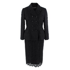 Dolce & Gabbana Black Lace Silk Blend Blazer and Skirt Set - US Size 4