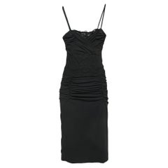 Dolce & Gabbana Black Lace & Silk Ruched Bustier Dress S