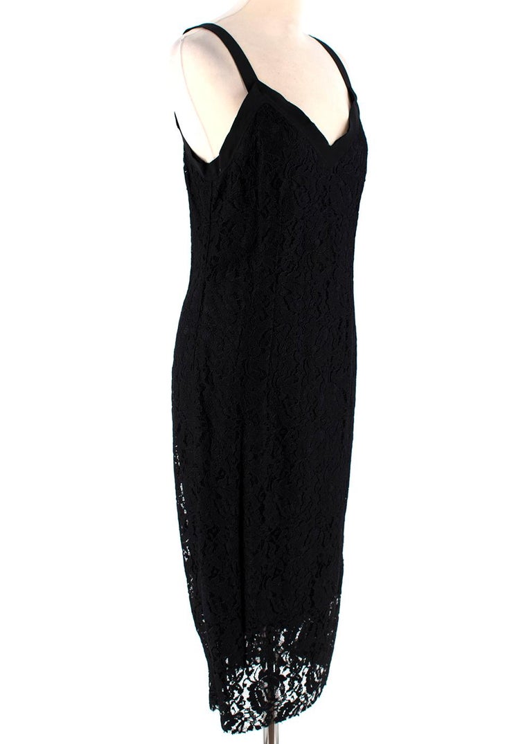 Dolce and Gabbana Black Lace Sleeveless Slip Dress - Size US 10 at 1stDibs