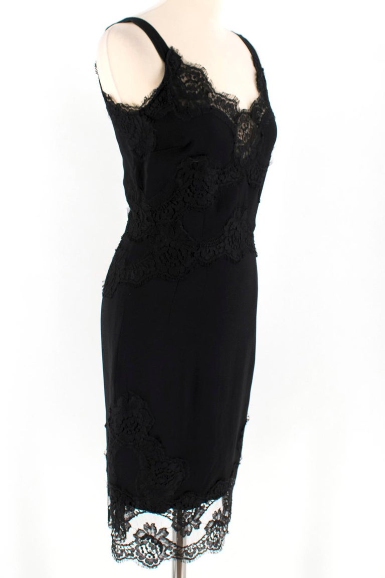 Dolce and Gabbana Black Lace Slip Dress Size 40 at 1stDibs