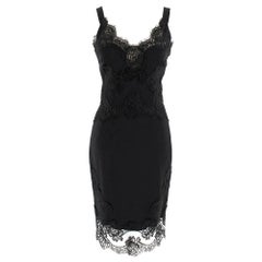 Dolce & Gabbana Schwarz Spitze Slip Kleid Größe 40