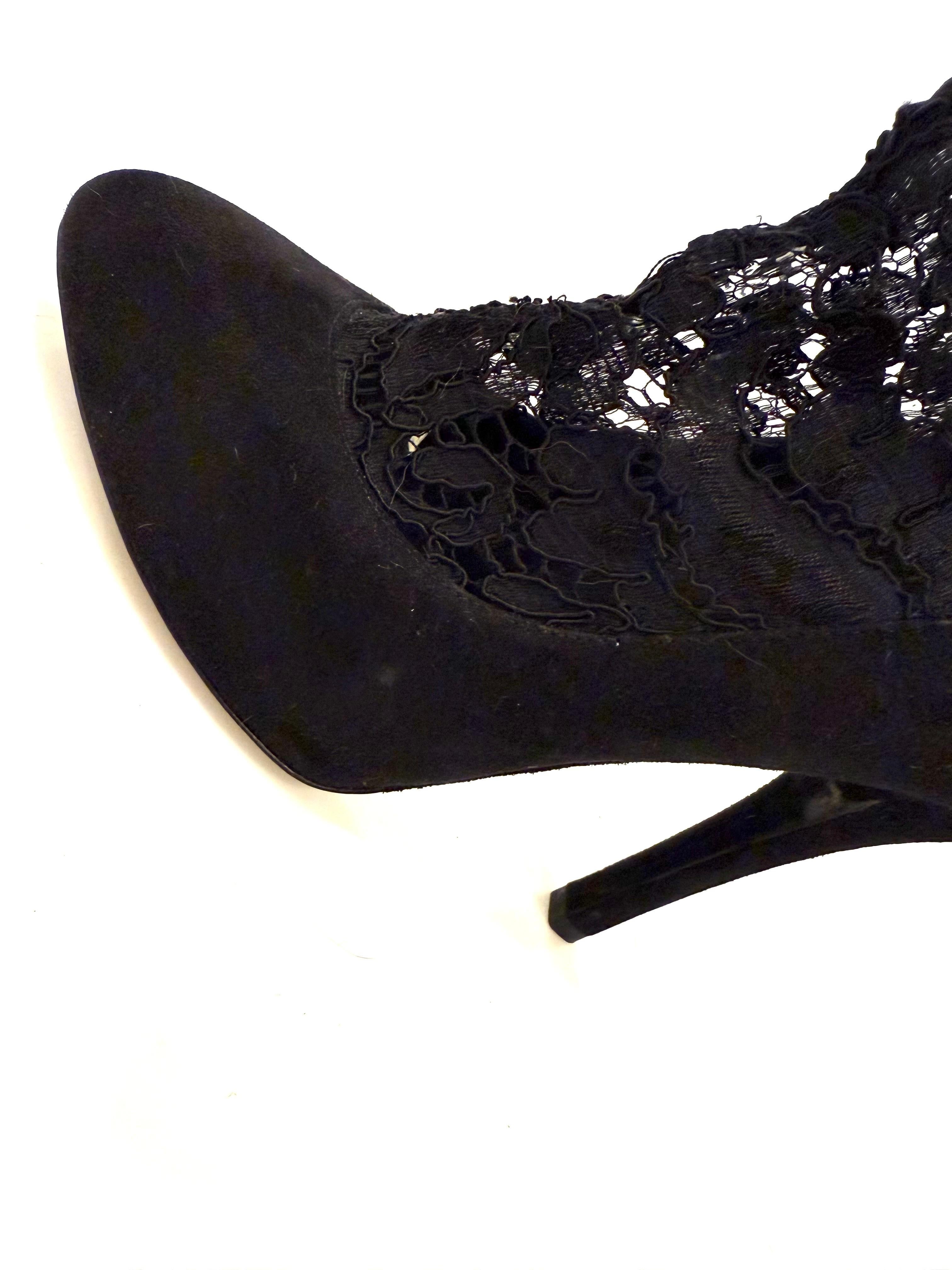 Dolce & Gabbana Black Lace & Suede Ankle Booties — Fall/Winter 2011  Size 38.5 For Sale 3