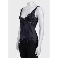 Dolce & Gabbana Black Lace Trim Fitted Tank Top IT 40, Elegant Style
