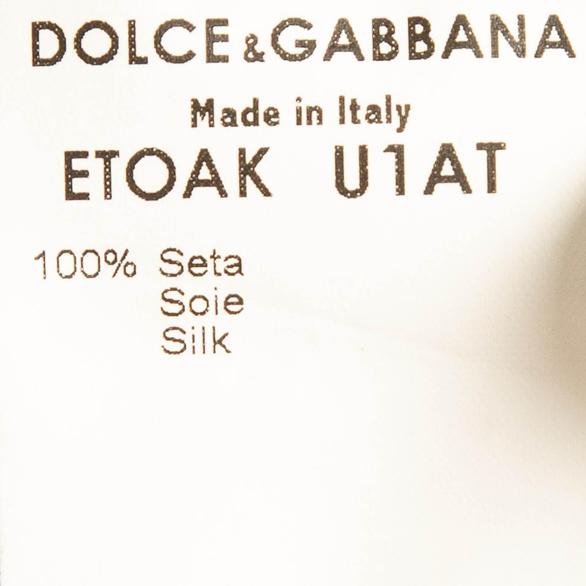 Dolce & Gabbana Black Lace Trim Silk Applique Detail Sheer Top M 1