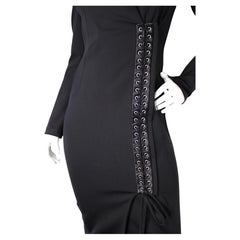 Dolce & Gabbana Black Lace-Up Midi Coat Dress