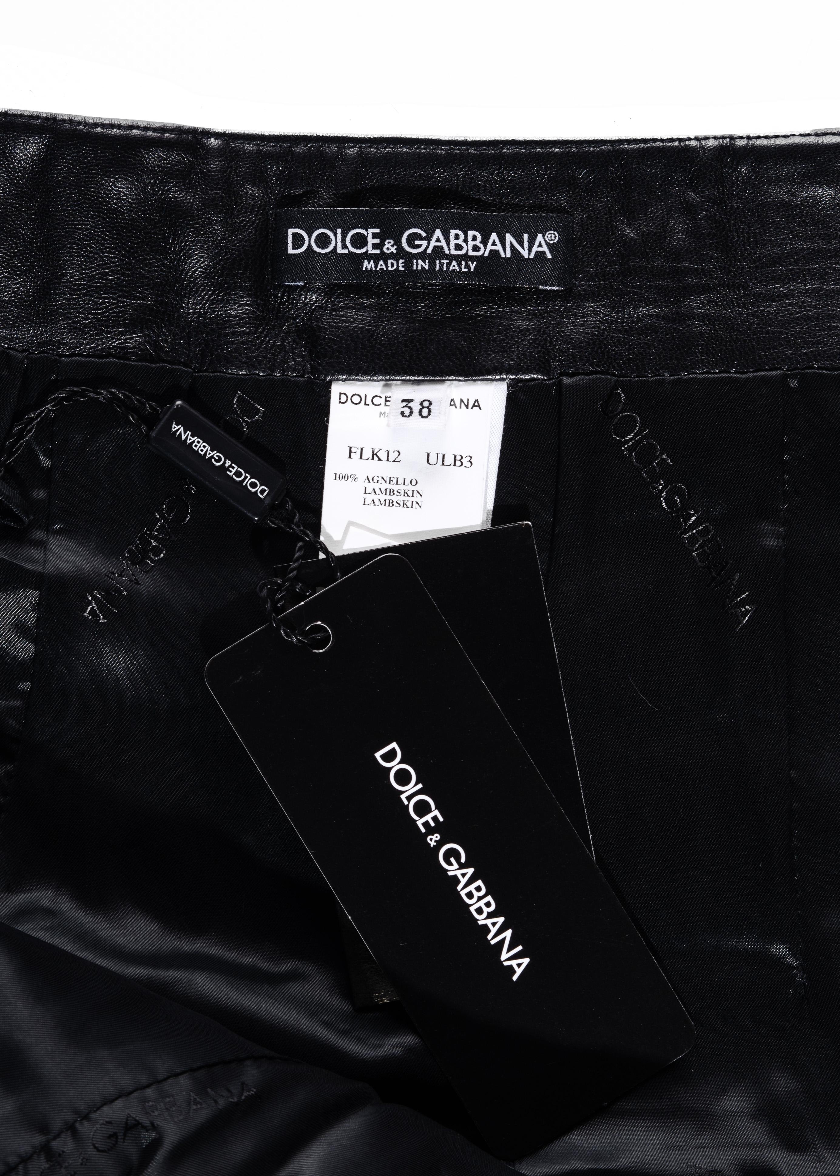 Dolce & Gabbana: minigonna con fibbie in pelle d'agnello nera, ss 2003 2