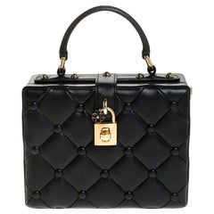 Dolce & Gabbana Black Lambskin Quilted Box Top Handle Bag