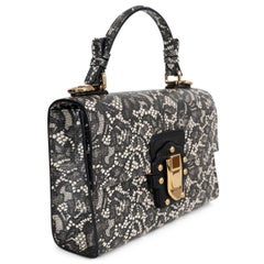 DOLCE & GABBANA black leather 2011 LUCIA LACE PRINT Bag