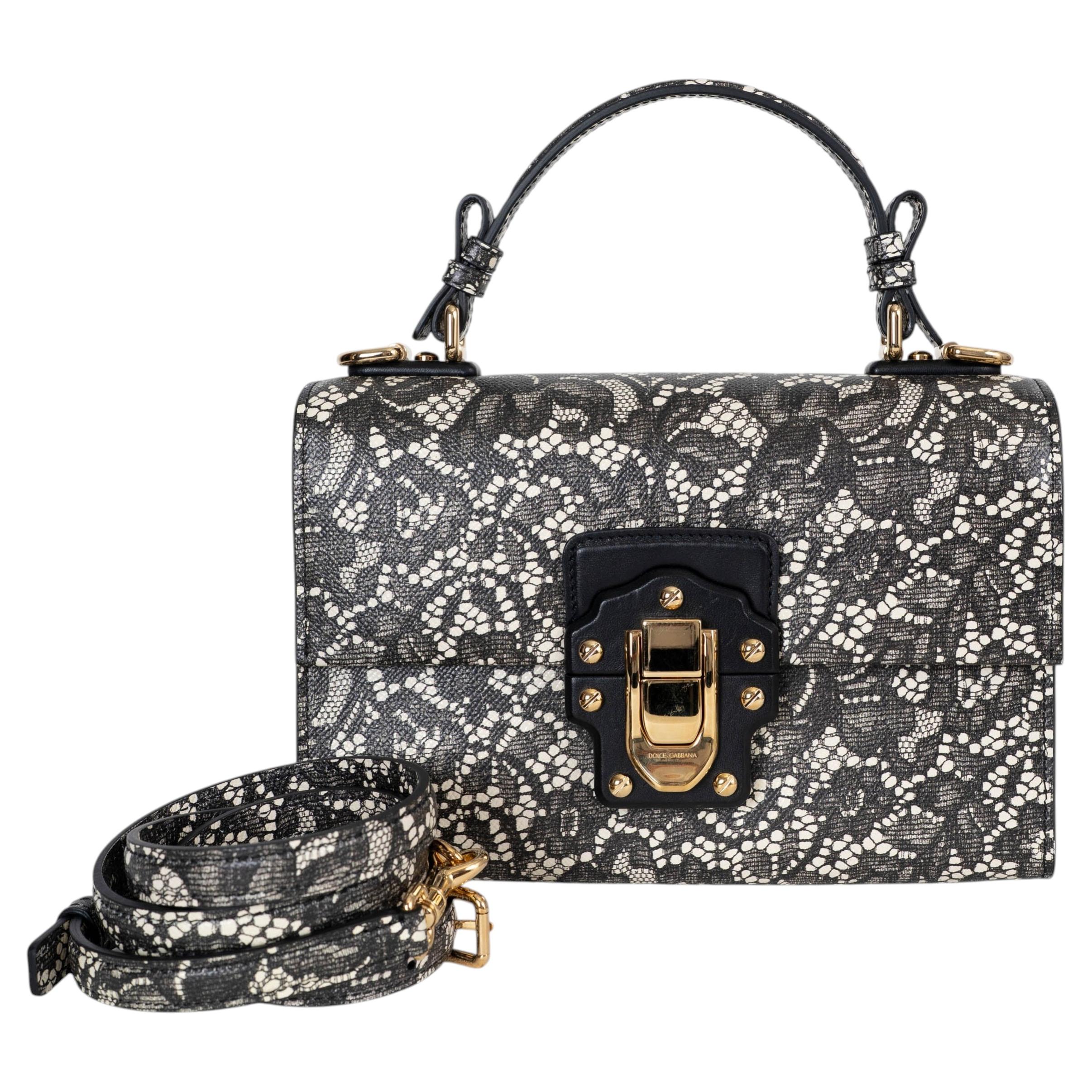 DOLCE & GABBANA black leather 2011 LUCIA LACE PRINT Bag