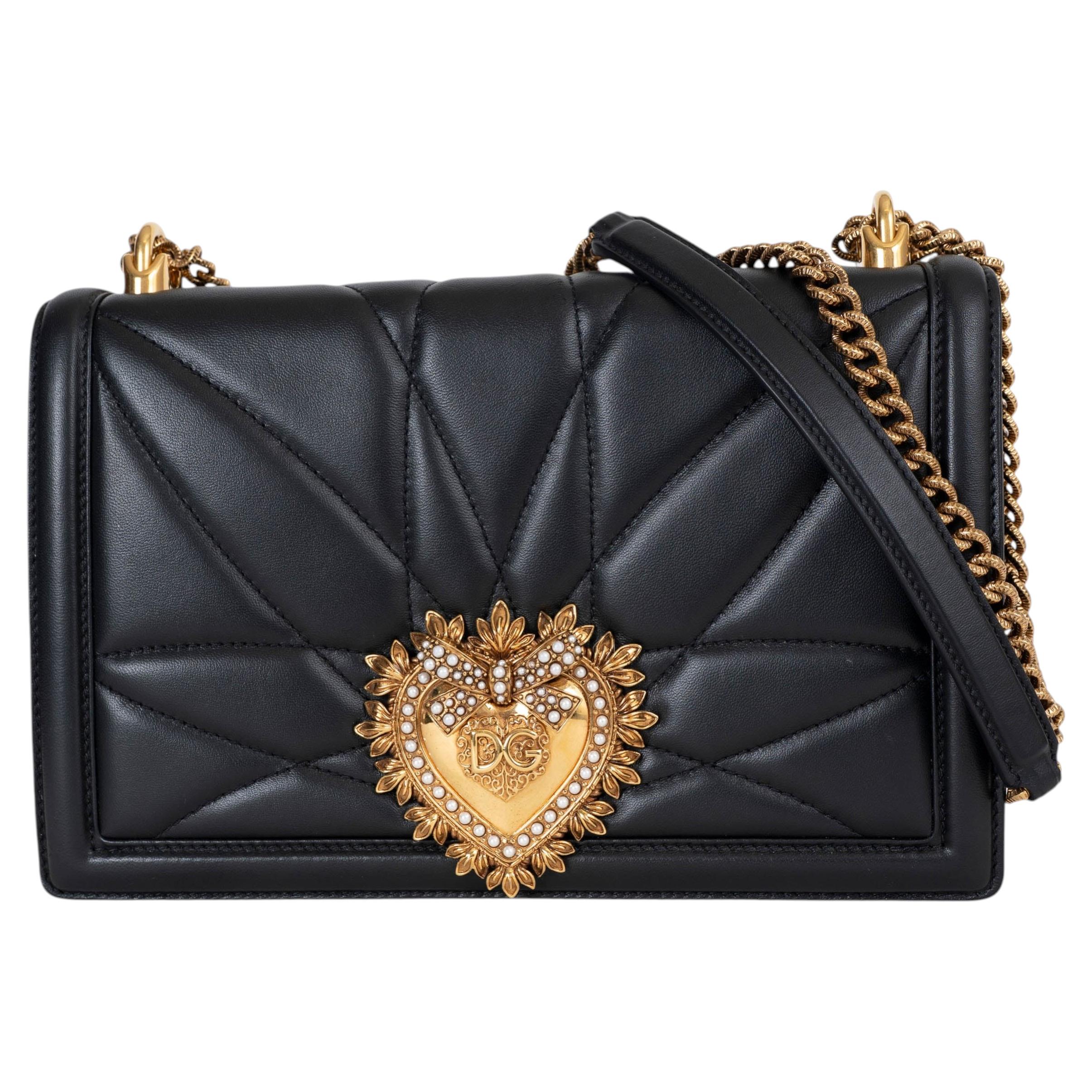 Borsa a tracolla Dolce & Gabbana in pelle nera DEVOTION LARGE 2018