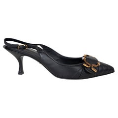 DOLCE & GABBANA black leather 2019 LORI DEVOTION Slingbacks Shoes 39