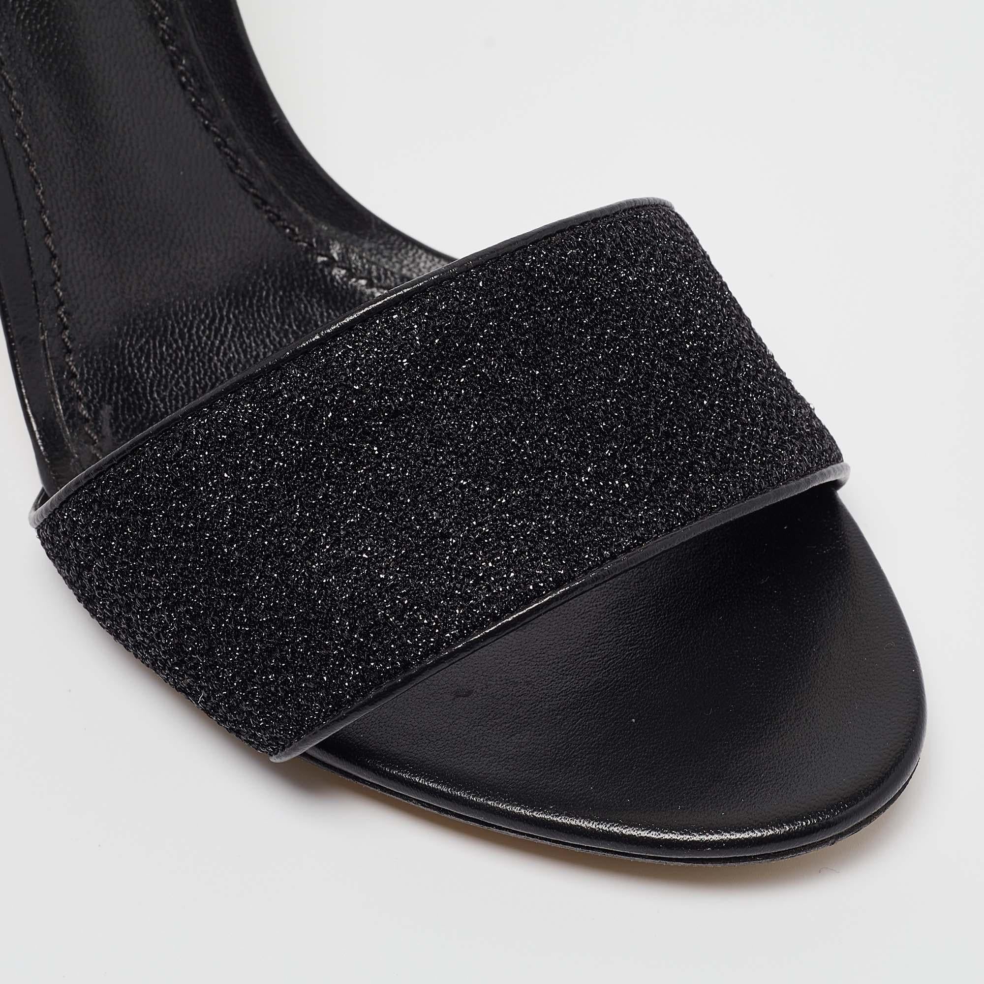 Dolce & Gabbana Black Leather and Lurex Keira DG Baroque Sandals Size 41 1