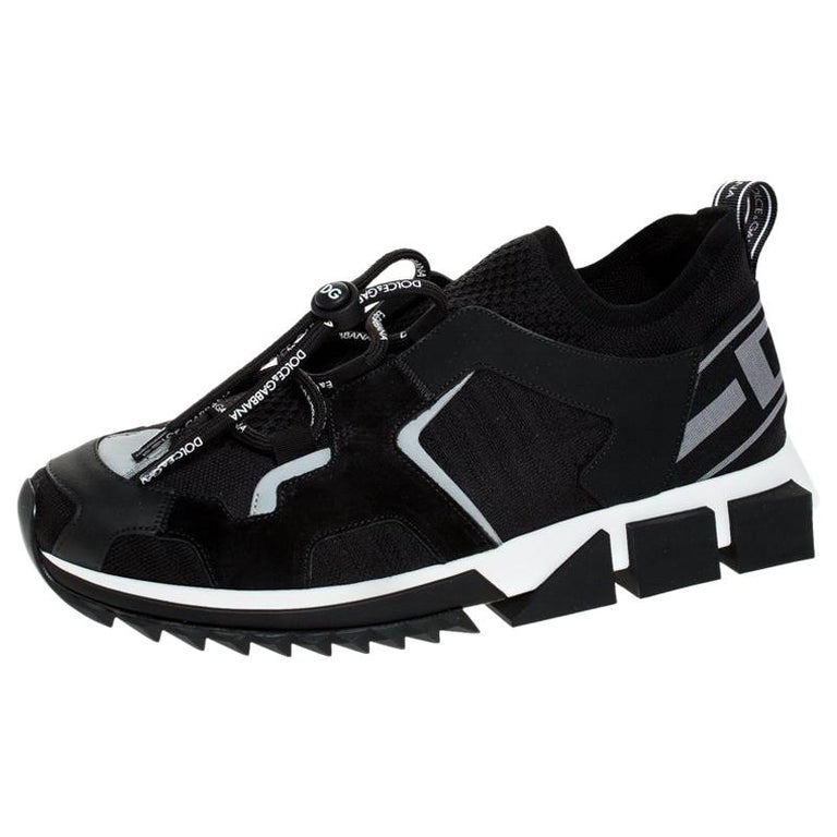 Dolce and Gabbana Black Leather and Mesh Sorrento Trekking Sneakers Size 41  at 1stDibs
