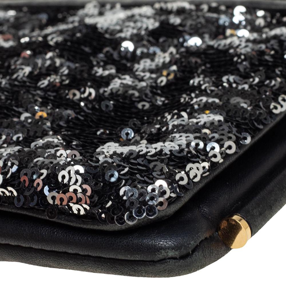 Dolce & Gabbana Black Leather and Sequins iPad Crossbody Bag 2