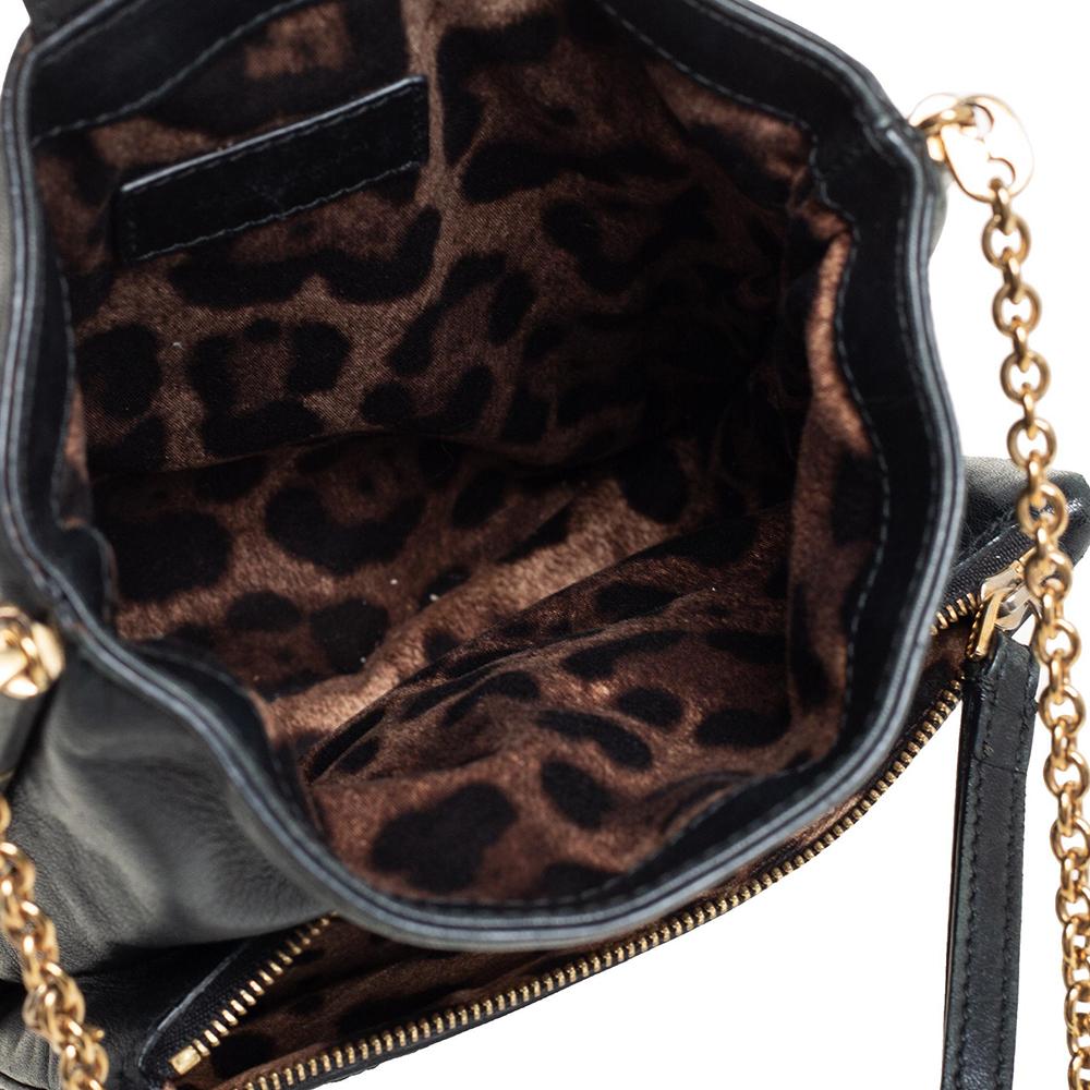 Dolce & Gabbana Black Leather and Sequins iPad Crossbody Bag 4