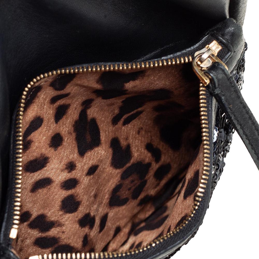 Dolce & Gabbana Black Leather and Sequins iPad Crossbody Bag 5
