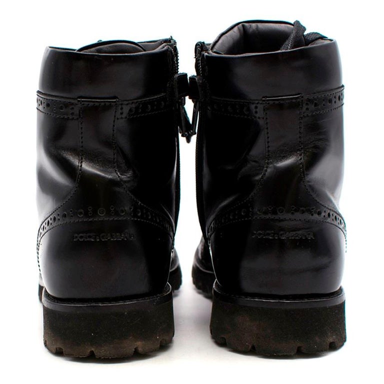 Dolce and Gabbana Black Leather Ankle Boots US 5 at 1stDibs