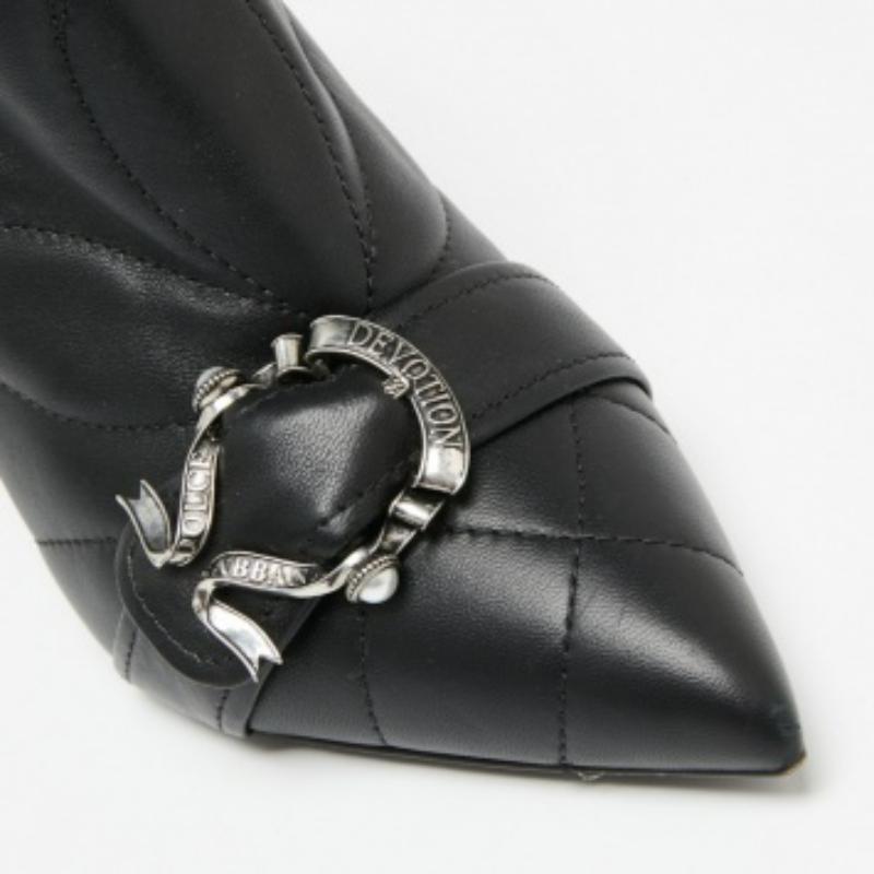 Dolce & Gabbana Bottes à la cheville en cuir noir Taille 37 en vente 1