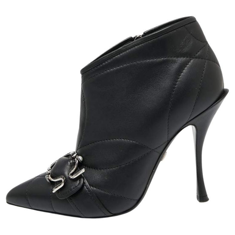 Dolce & Gabbana Black Leather Ankle Devotion Ankle Boots Size 37 For Sale