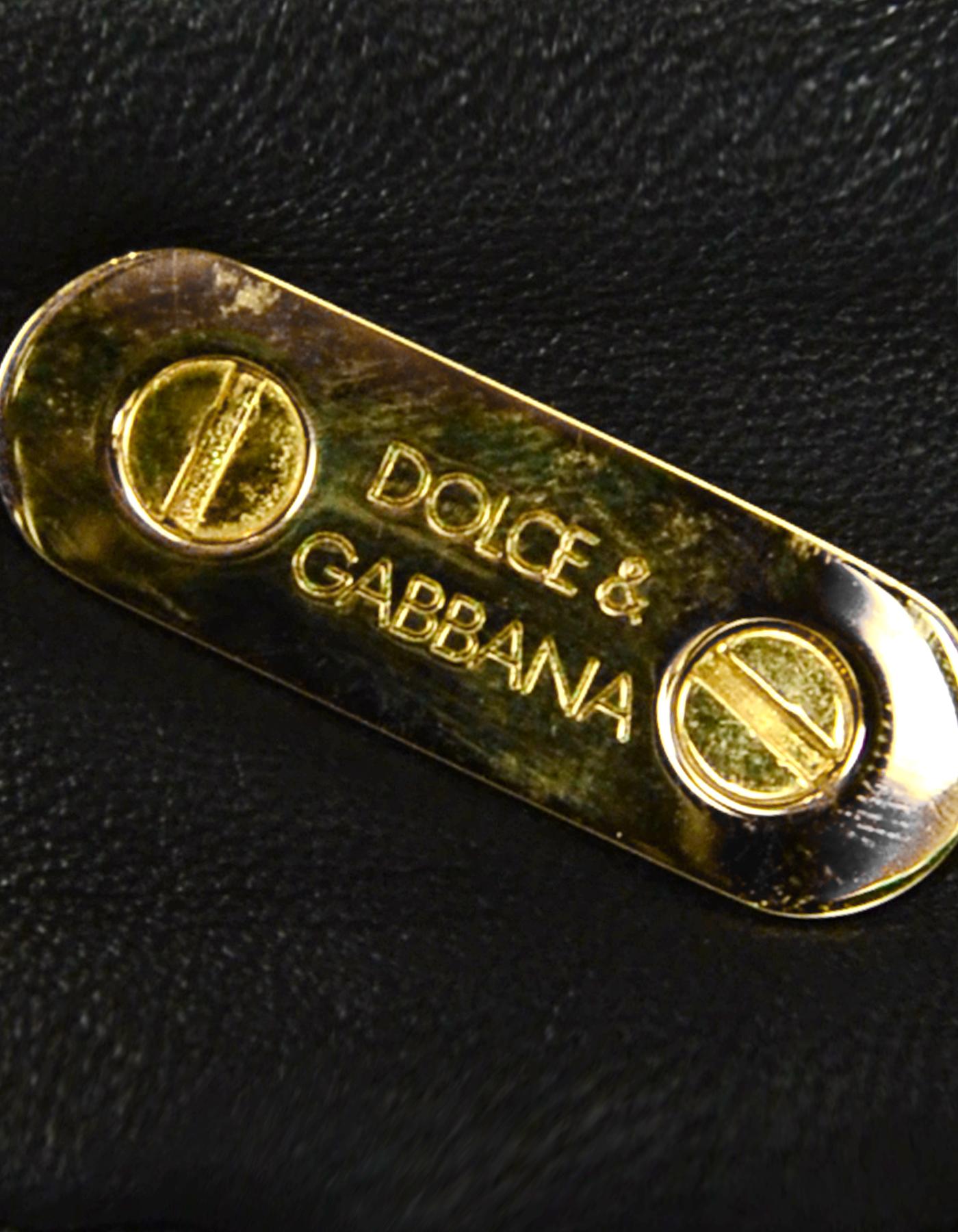 Women's Dolce & Gabbana Black Leather Belt w/ & Faux Pearl Embellishment sz S