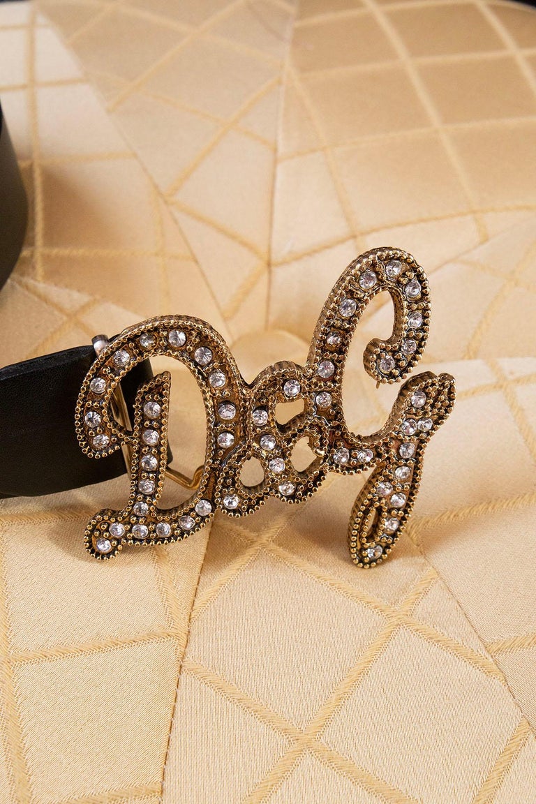 Dolce and Gabbana Black leather belts with rhinestones at  display picture 1