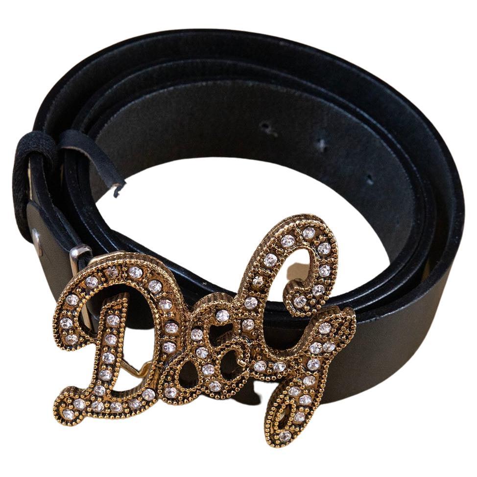 Dolce & Gabbana Black leather belts with rhinestones For Sale