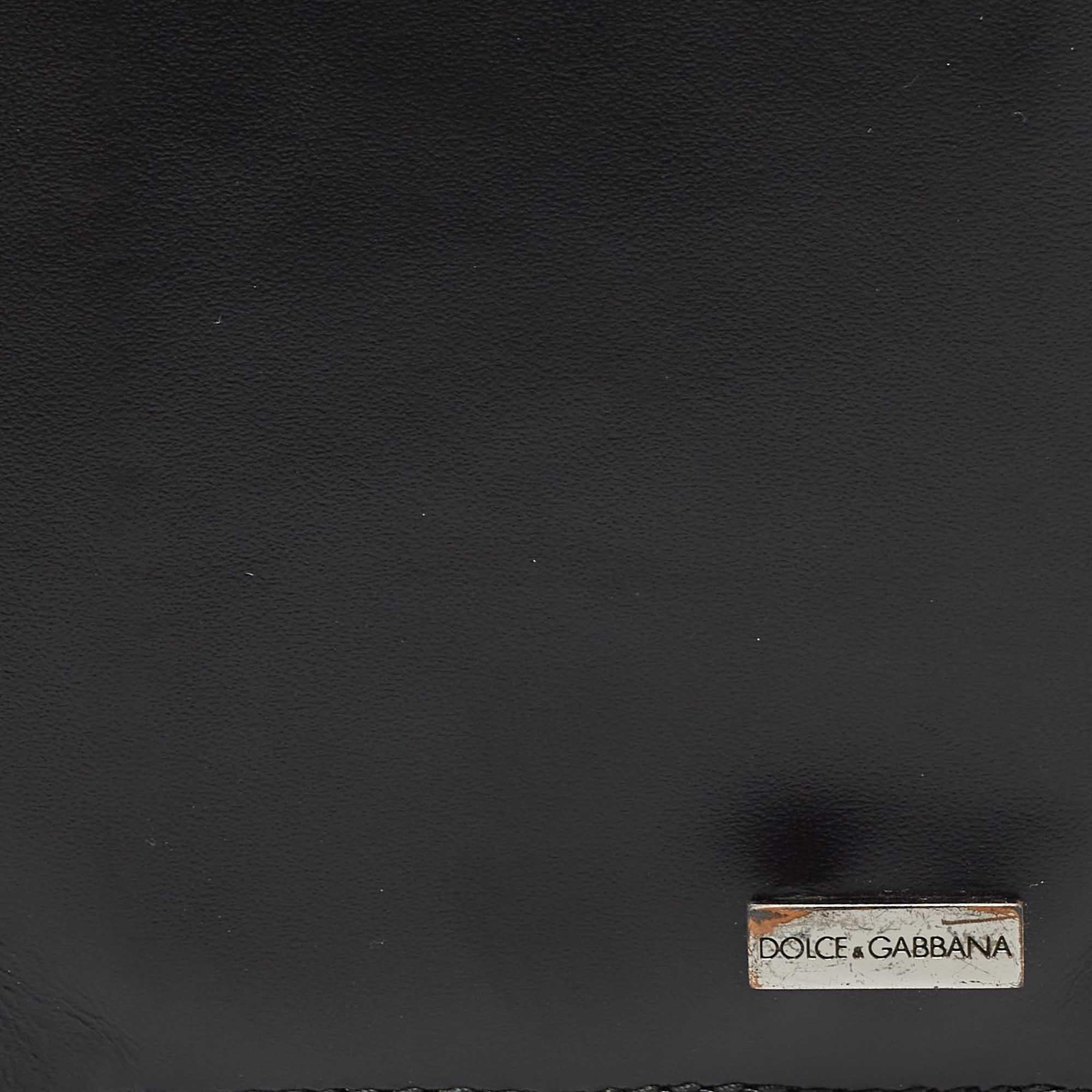 Dolce & Gabbana Black Leather Bifold Card Holder For Sale 1