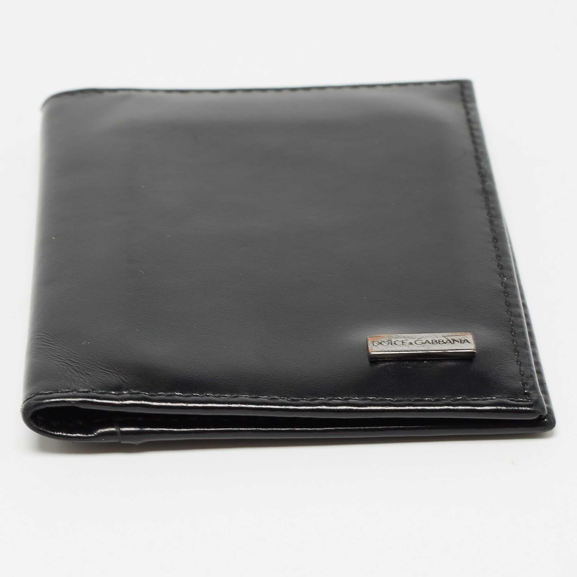 Dolce & Gabbana Black Leather Bifold Card Holder For Sale 2