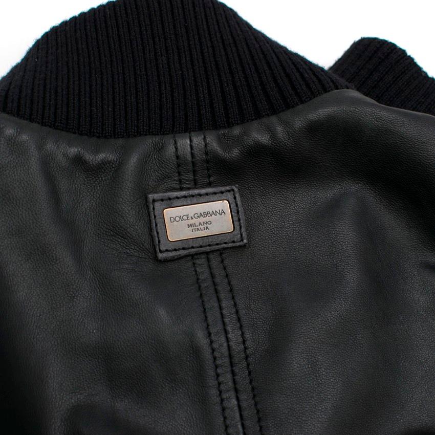 Dolce & Gabbana Black Leather Bomber Jacket SIZE EU 50 6