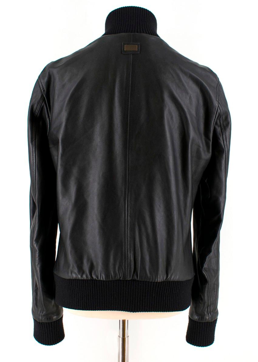 Dolce & Gabbana Black Leather Bomber Jacket SIZE EU 50 In New Condition In London, GB