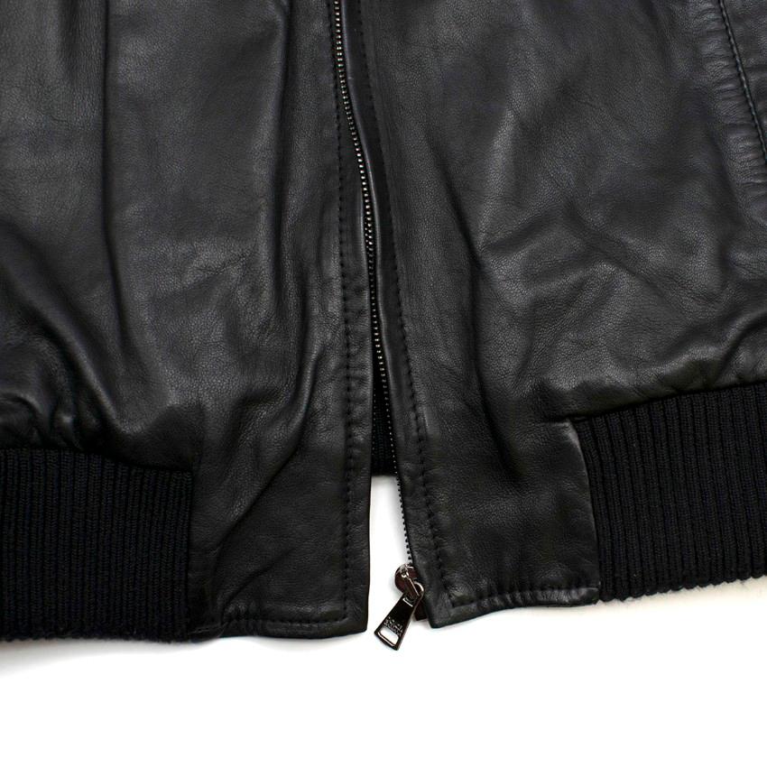 Dolce & Gabbana Black Leather Bomber Jacket SIZE EU 50 1