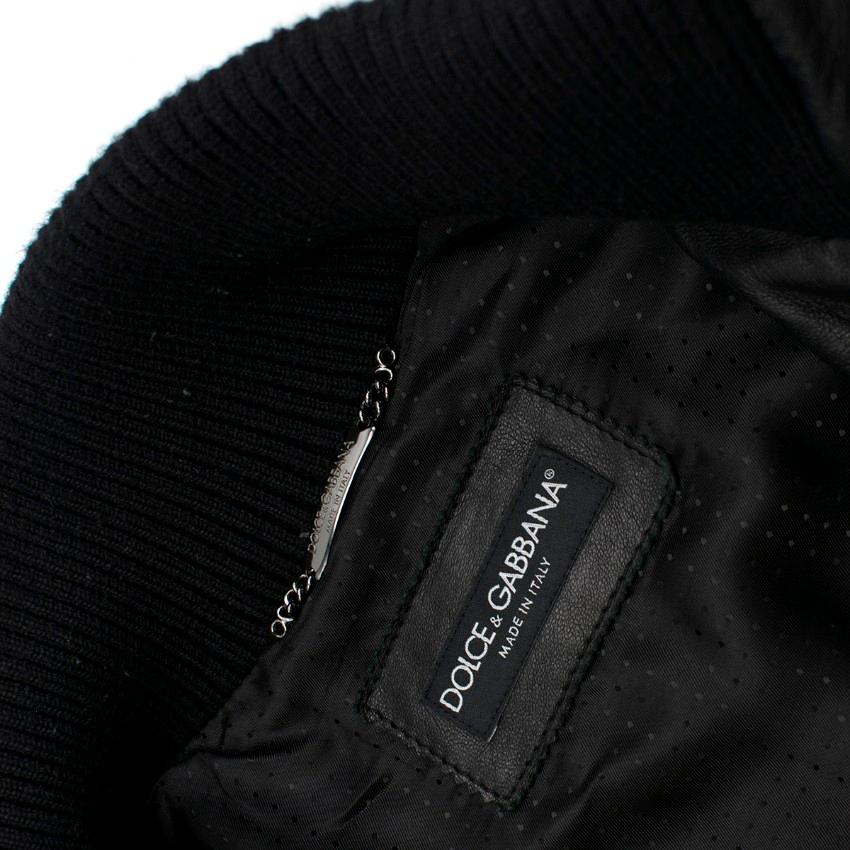 Dolce & Gabbana Black Leather Bomber Jacket SIZE EU 50 5