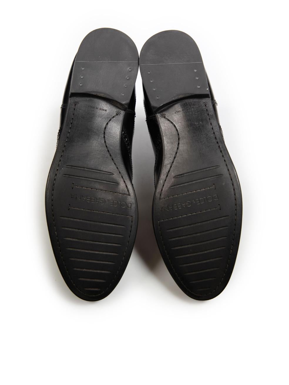 Women's Dolce & Gabbana Black Leather Brogue Chelsea Boots Size IT 39 For Sale
