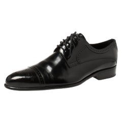 Dolce 
Gabbana Black Leather Brogue Derby Size 42