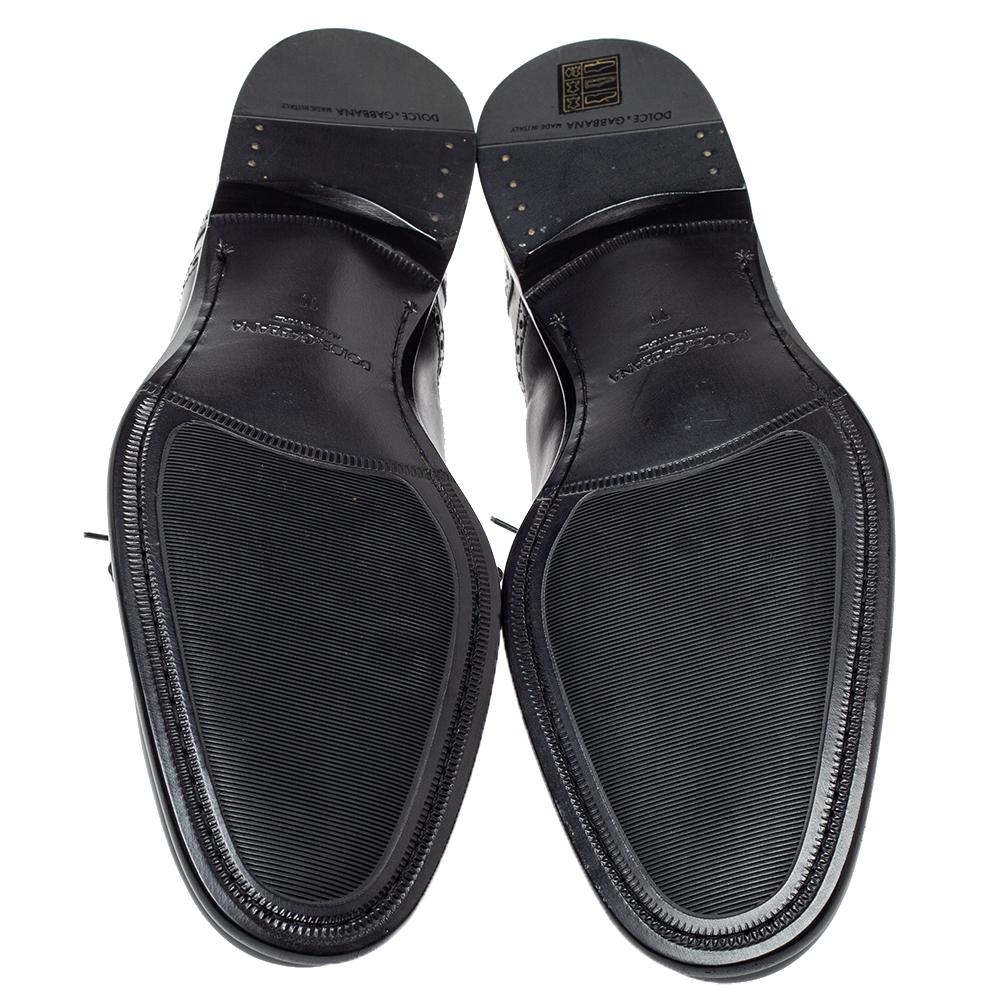 Men's Dolce & Gabbana Black Leather Brogue Detail Derby Size 45