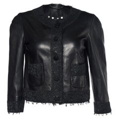 Dolce & Gabbana Black Leather Button Front Jacket S