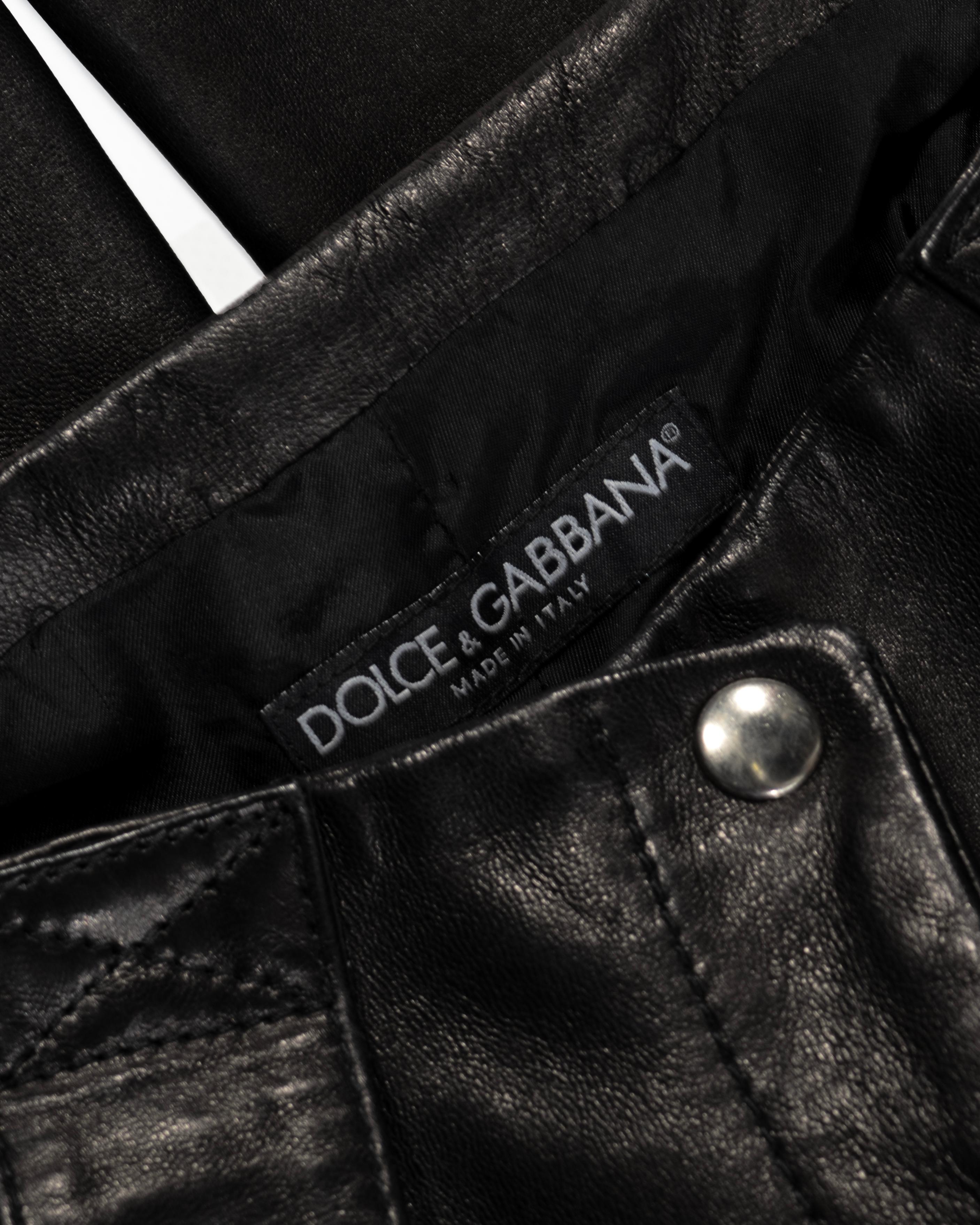 Dolce & Gabbana Black Leather Capri Pants, ss 2000 For Sale 11