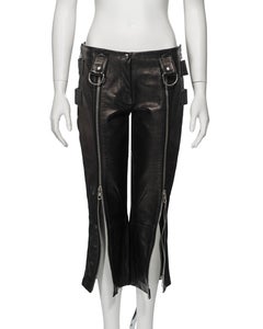 Dolce & Gabbana Black Leather Capri Pants, ss 2000