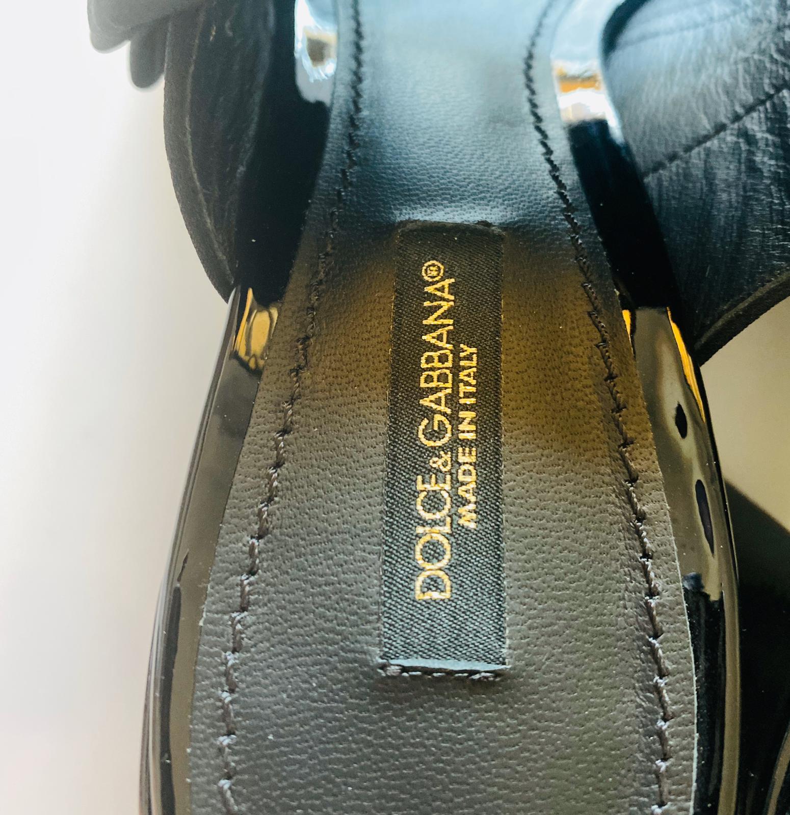 Women's Dolce & Gabbana Black Leather Crystals Slip On Sandals Shoes Slides Heels DG For Sale