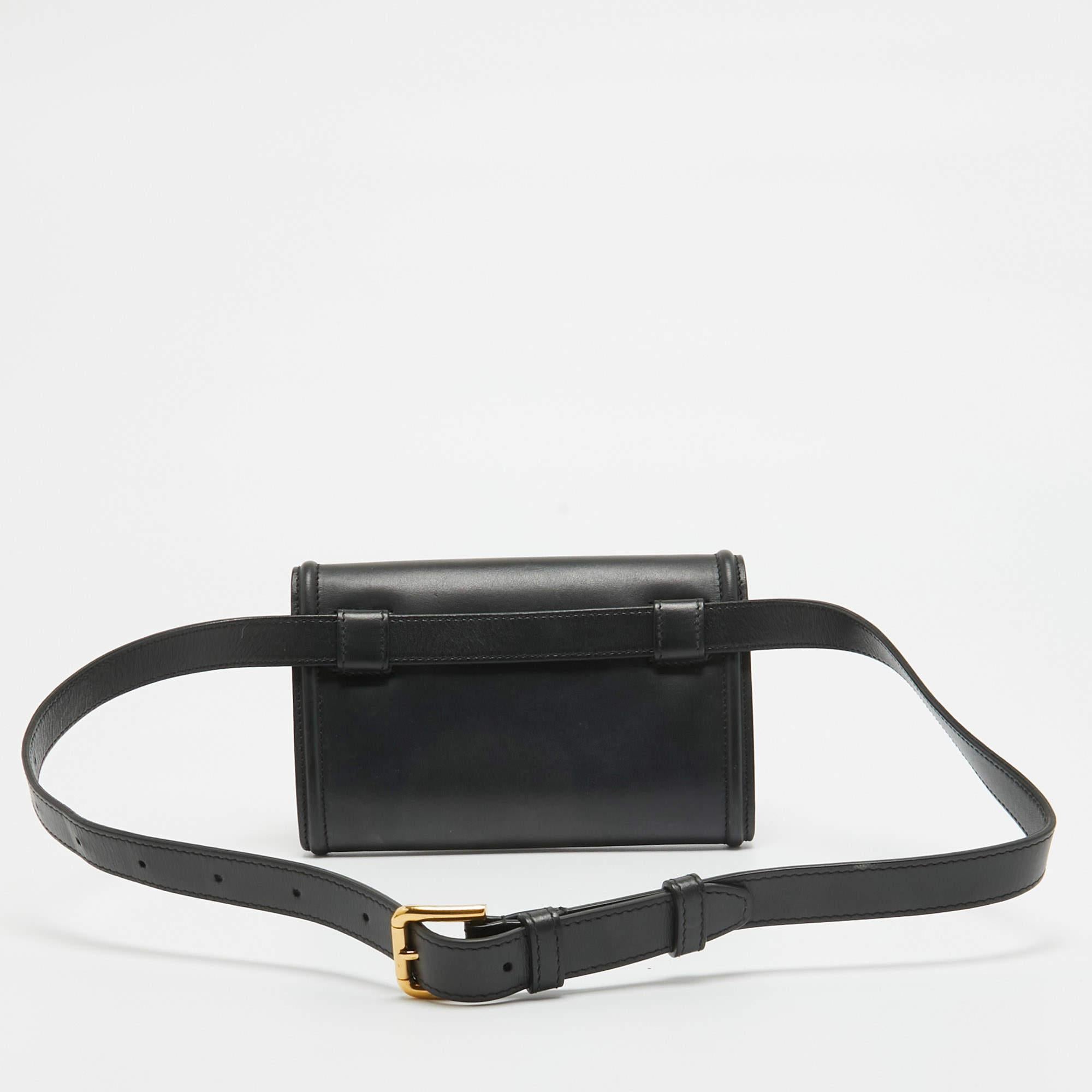 Women's Dolce & Gabbana Black Leather Devotion Belt Bag For Sale