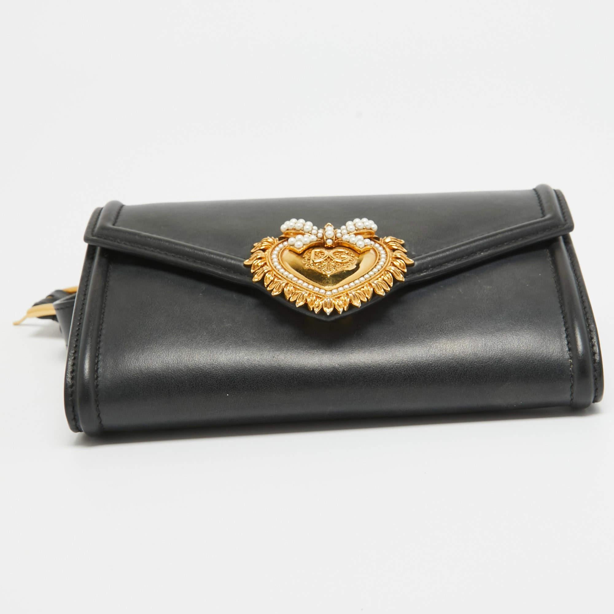 Dolce & Gabbana Black Leather Devotion Belt Bag For Sale 1