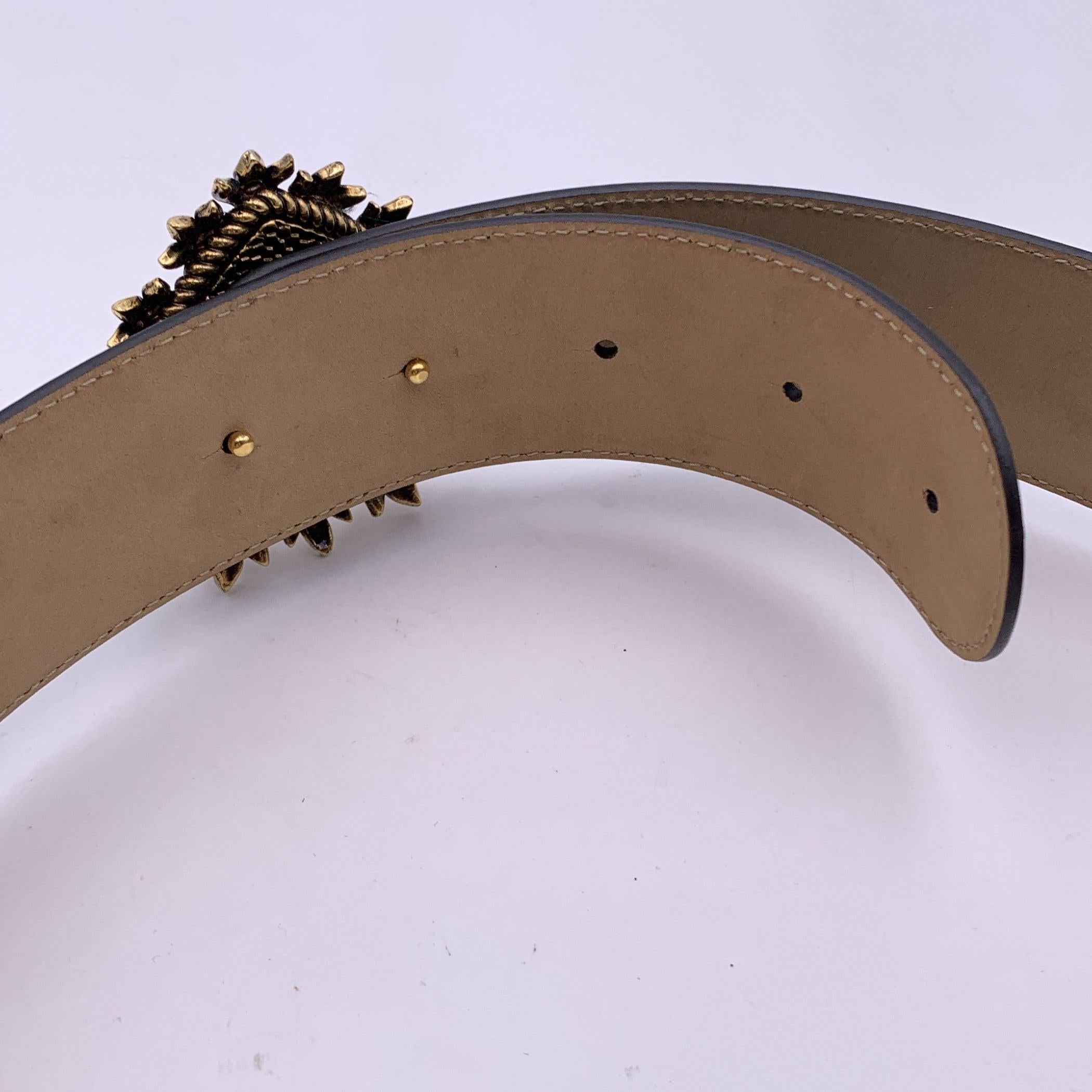 Dolce & Gabbana Black Leather Devotion Heart Buckle Belt Size 90/36 In Excellent Condition In Rome, Rome